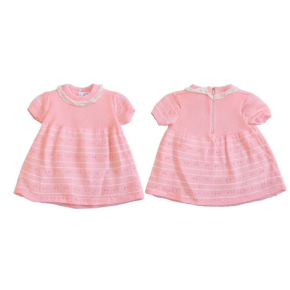 Neiman Marcus Knit Dress Baby Girl Pink Excellent Vintage Spanish Pointelle